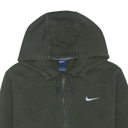 Nike Women Green Full Zip Hoodie L Cotton Blend Logo Casual