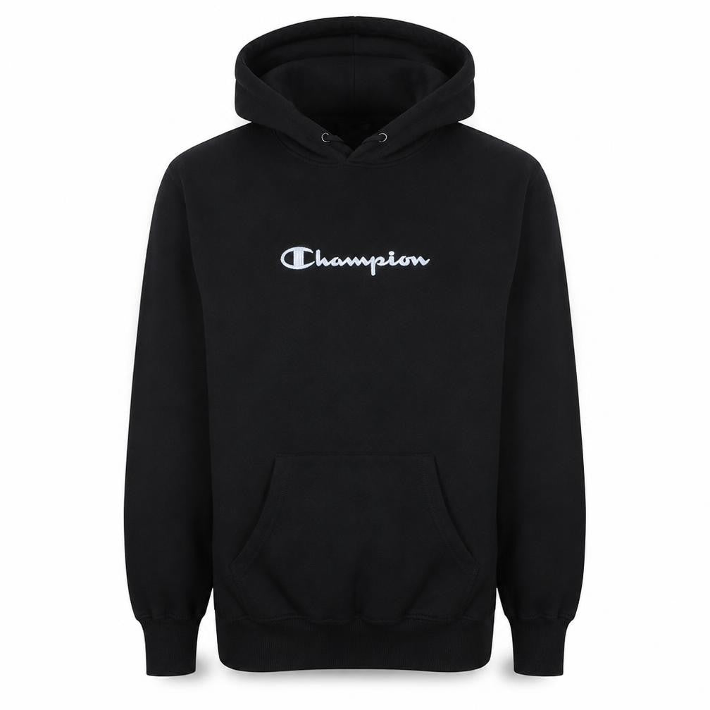 Champion Men's Black Pullover Hoodie M Regular Fit Fleece Logo