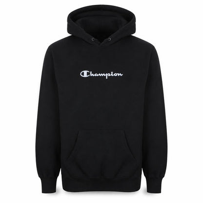 Champion Men's Black Pullover Hoodie M Regular Fit Fleece Logo