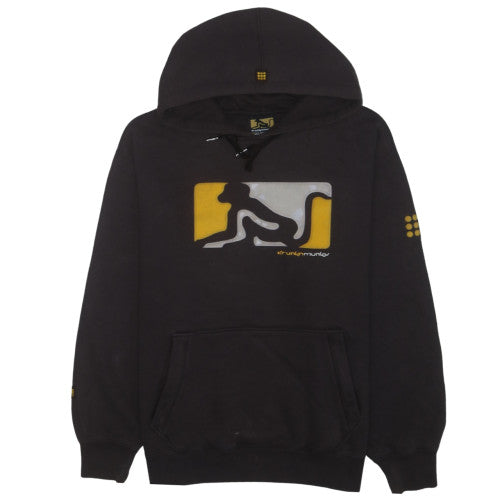 Drunknmunky Men's Black Pullover Hoodie M Graphic Logo Fleece