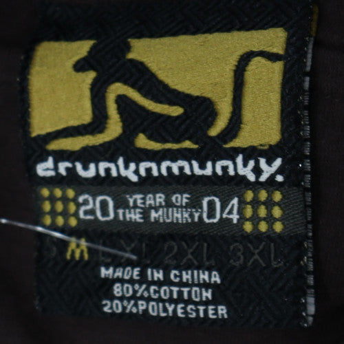 Drunknmunky Men's Black Pullover Hoodie M Graphic Logo Fleece