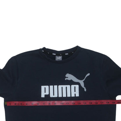 Puma Boys Navy Blue Sweatshirt 15-16 Years Crew Neck Logo Graphic