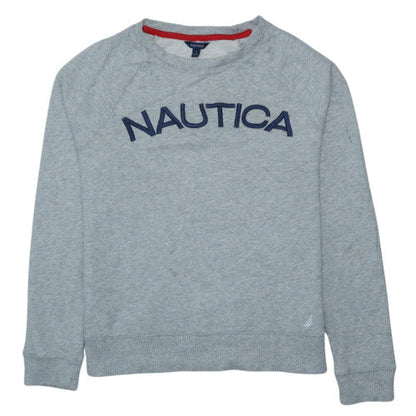 Nautica Men's Grey Crew Neck Sweatshirt S Classic Fit Cotton