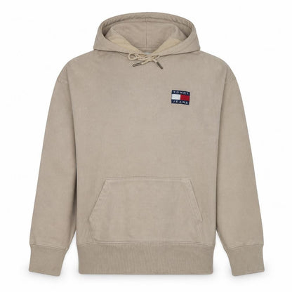Tommy Jeans Men's Beige Pullover Hoodie M Logo Fleece Sweatshirt
