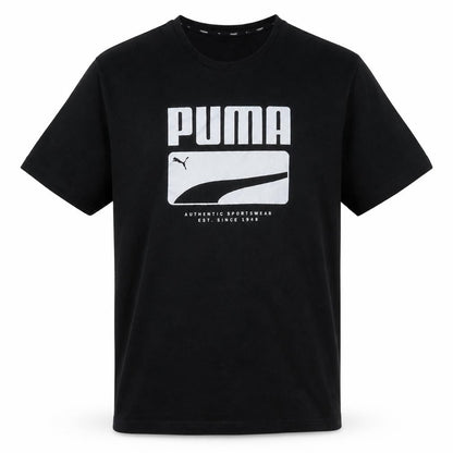 Puma Men's Black Crew Neck Short Sleeve Graphic Print T-Shirt XL