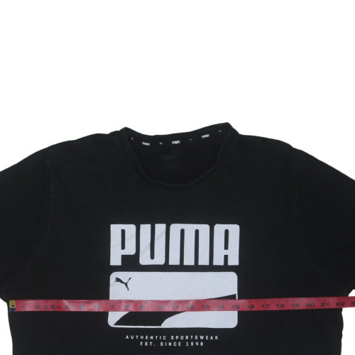 Puma Men's Black Crew Neck Short Sleeve Graphic Print T-Shirt XL