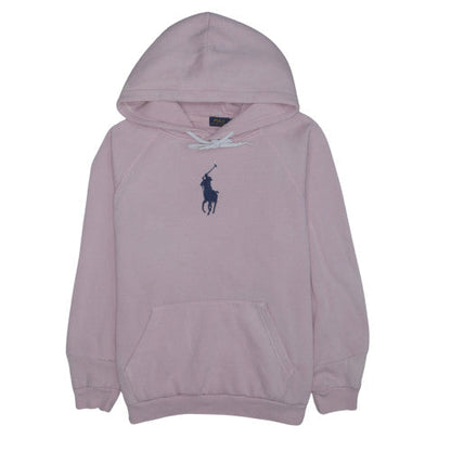 Polo Ralph Lauren Women Pink Pullover Hoodie L Logo Cotton Blend