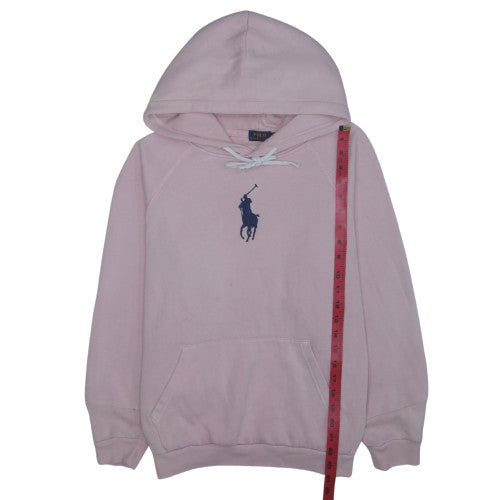 Polo Ralph Lauren Women Pink Pullover Hoodie L Logo Cotton Blend