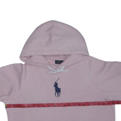 Polo Ralph Lauren Women Pink Pullover Hoodie L Logo Cotton Blend