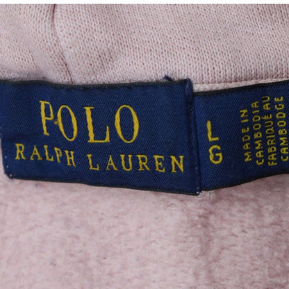 Polo Ralph Lauren Women Pink Pullover Hoodie L Logo Cotton Blend