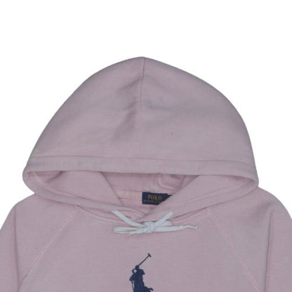 Polo Ralph Lauren Women Pink Pullover Hoodie L Logo Cotton Blend