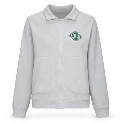 Lacoste Women's Beige Full Zip Sweatshirt Size 10 Logo Detail