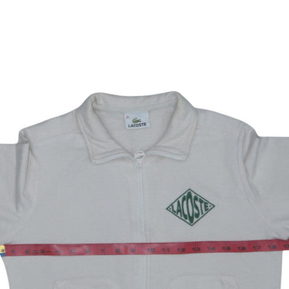Lacoste Women's Beige Full Zip Sweatshirt Size 10 Logo Detail