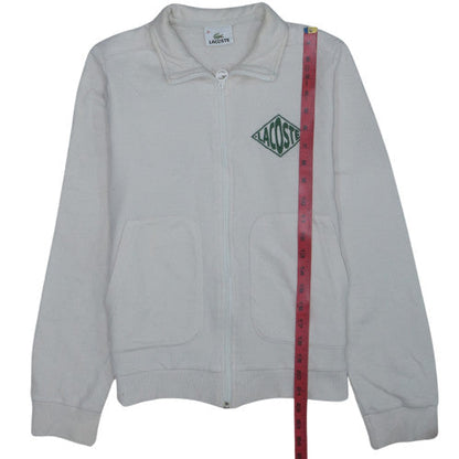 Lacoste Women's Beige Full Zip Sweatshirt Size 10 Logo Detail