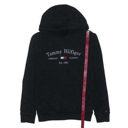 Tommy Hilfiger Boys Black Pullover Hoodie Size 164 Logo Classic Style
