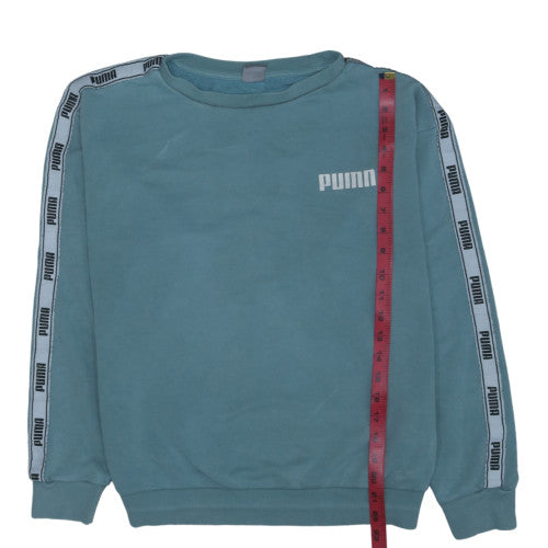 Puma Womens Blue Crew Neck Pullover Sweatshirt M Casual Logo Lined