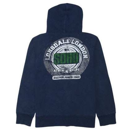 Lonsdale Men’s Blue Full Zip Hoodie Size S Logo Sportswear