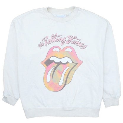 Rolling Stones Womens White Size 12 Pullover Sweatshirt Crew Neck Graphic