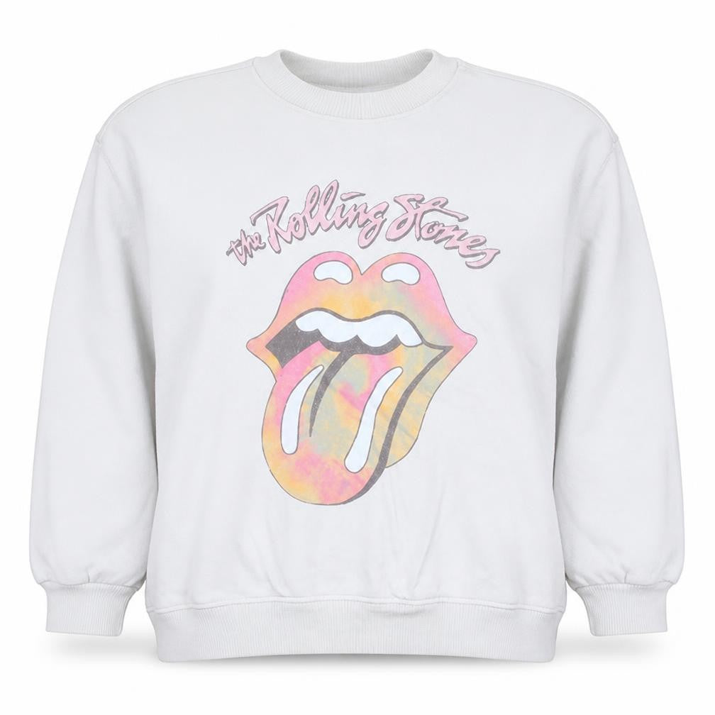 Rolling Stones Womens White Size 12 Pullover Sweatshirt Crew Neck Graphic