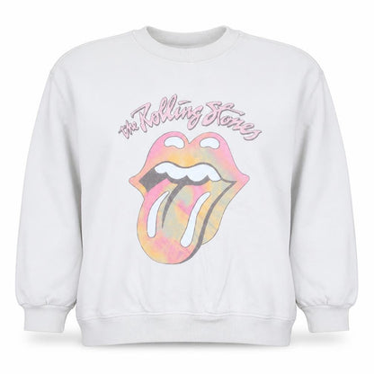 Rolling Stones Womens White Size 12 Pullover Sweatshirt Crew Neck Graphic