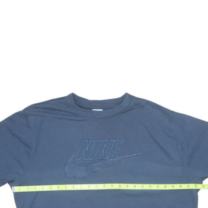 Nike Women Blue Cotton Logo Pullover Sweatshirt Size L