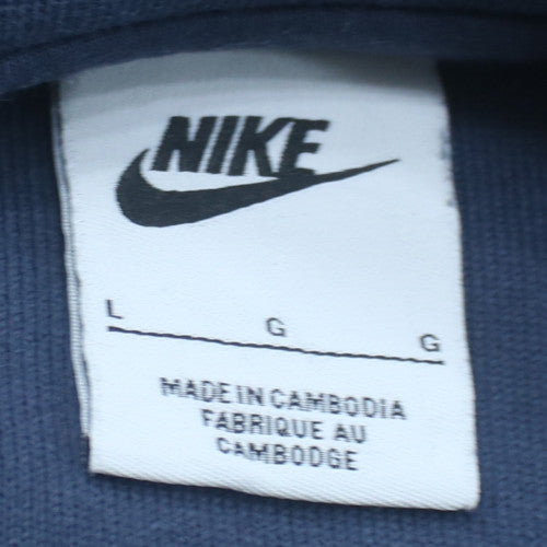 Nike Women Blue Cotton Logo Pullover Sweatshirt Size L