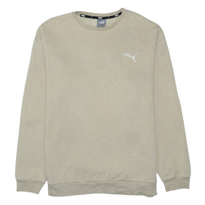 Puma Men Beige Fleece Pullover Sweatshirt M Regular Fit