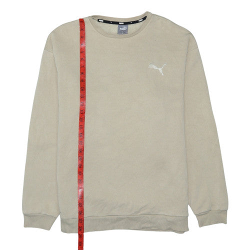 Puma Men Beige Fleece Pullover Sweatshirt M Regular Fit