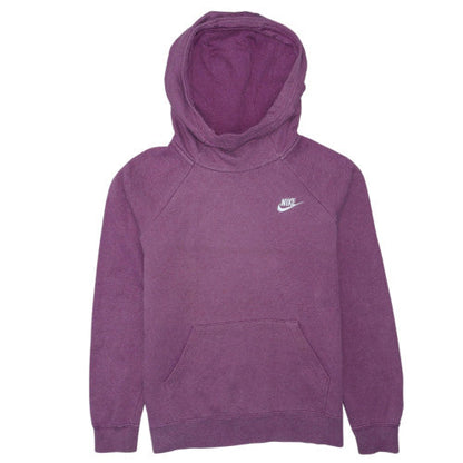 Nike Women Purple Pullover Hoodie Small Cotton Blend Logo Hooded Sweatshirt