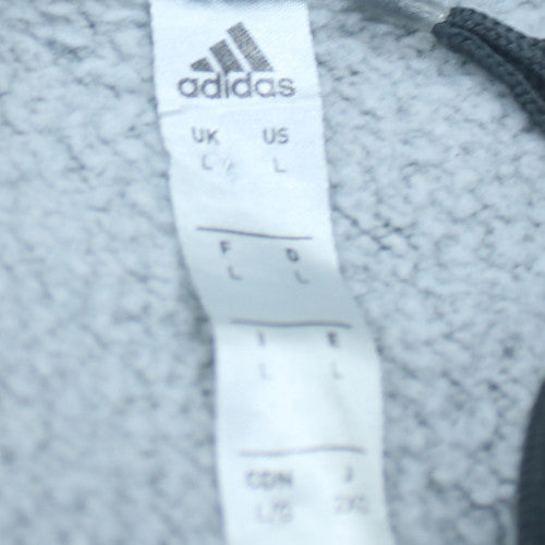 adidas Men’s Grey Pullover Hoodie Size L Sports Fleece Sweatshirt