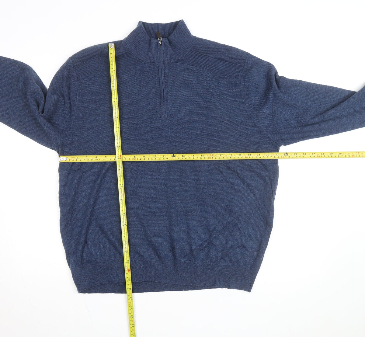 Dockers Men's Blue XL Half Zip High Neck Knitted Jumper
