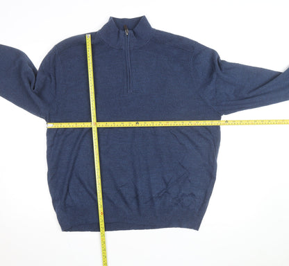Dockers Men's Blue XL Half Zip High Neck Knitted Jumper