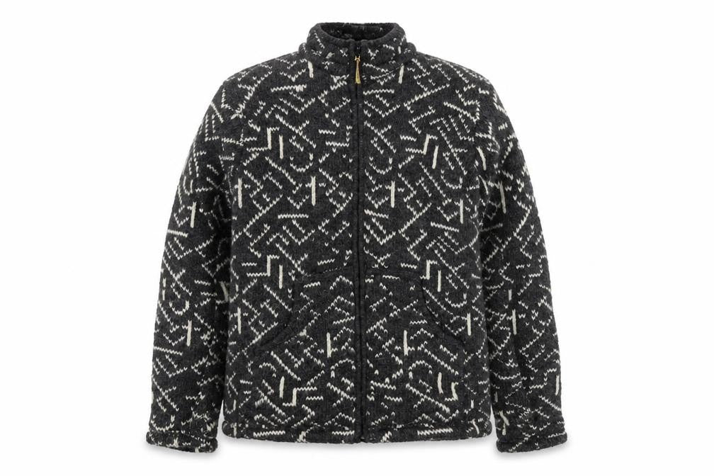 Himalaya Clothing Men's Grey Wool Full Zip Handmade Fleece Lined Jacket XL