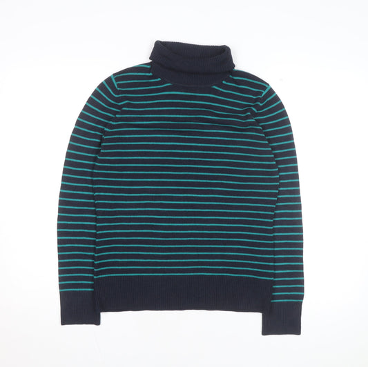 French Connection Women’s Blue Striped Roll Neck Knit Top L