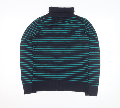 French Connection Women’s Blue Striped Roll Neck Knit Top L