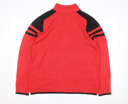 Sogo Canada Red Black Men's L 1/2 Zip Hockey Team Knit Jacket