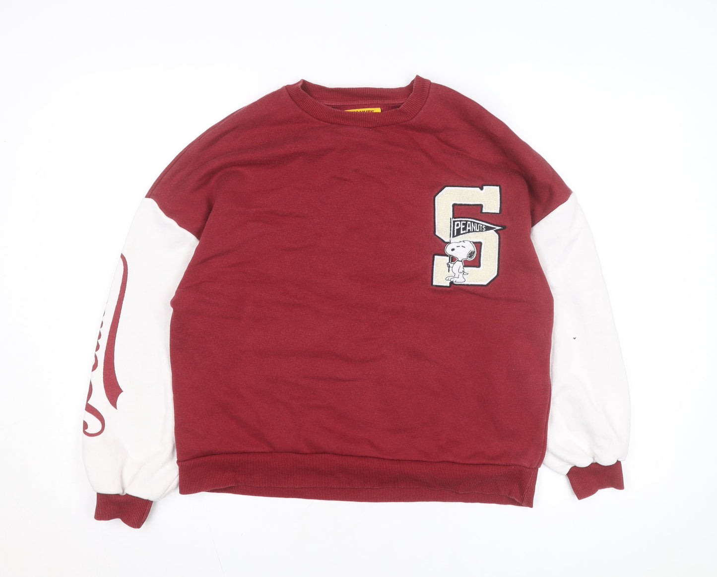Pull & Bear Womens Red Peanuts Snoopy Sweatshirt Size Small