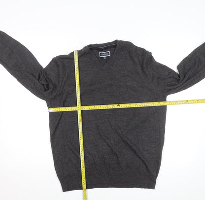 Club Room Men's Grey V-Neck Merino Wool Blend Jumper L