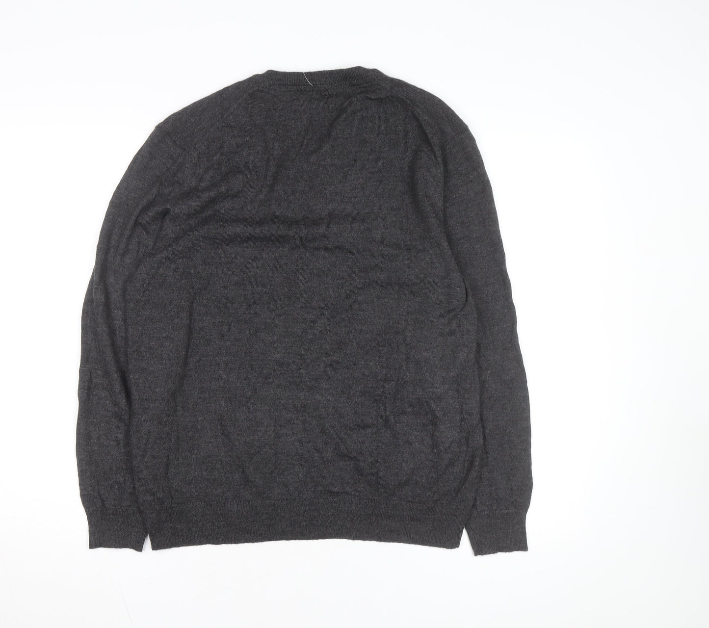 Club Room Men's Grey V-Neck Merino Wool Blend Jumper L