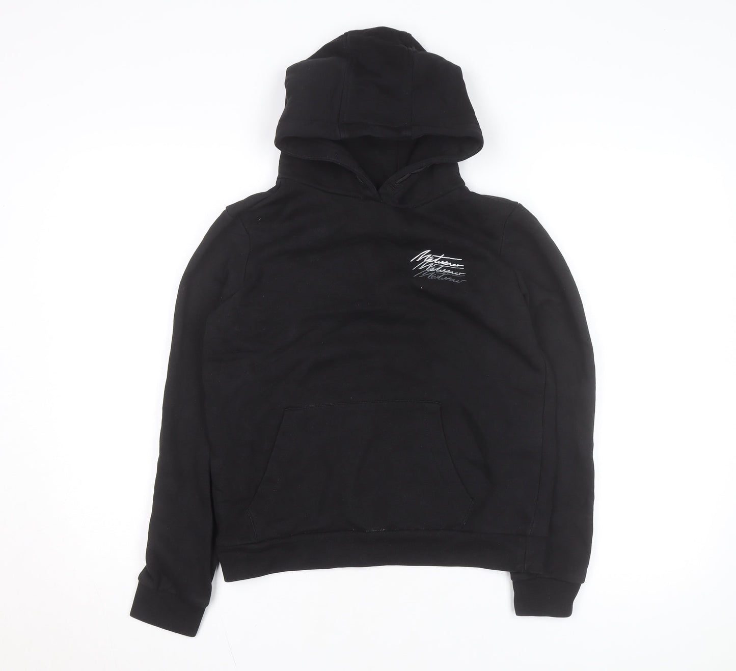 Métissier Paris Men's Black Pullover Hoodie Size L Fleece Logo Sweatshirt