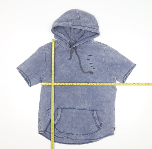 Hollister Womens Blue Short Sleeve Pullover Hoodie Size 14 Cotton Blend