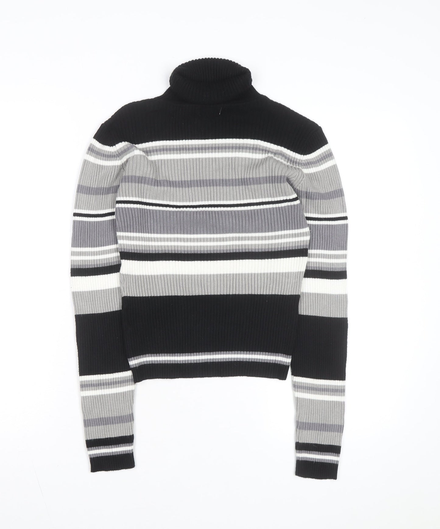VENUS Women's Black Grey Striped Roll Neck Jumper Size 18