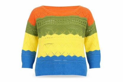Papillon Women’s Multicoloured Open Knit Pullover Jumper Size S