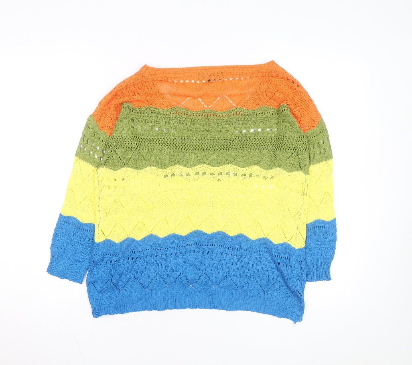 Papillon Women’s Multicoloured Open Knit Pullover Jumper Size S