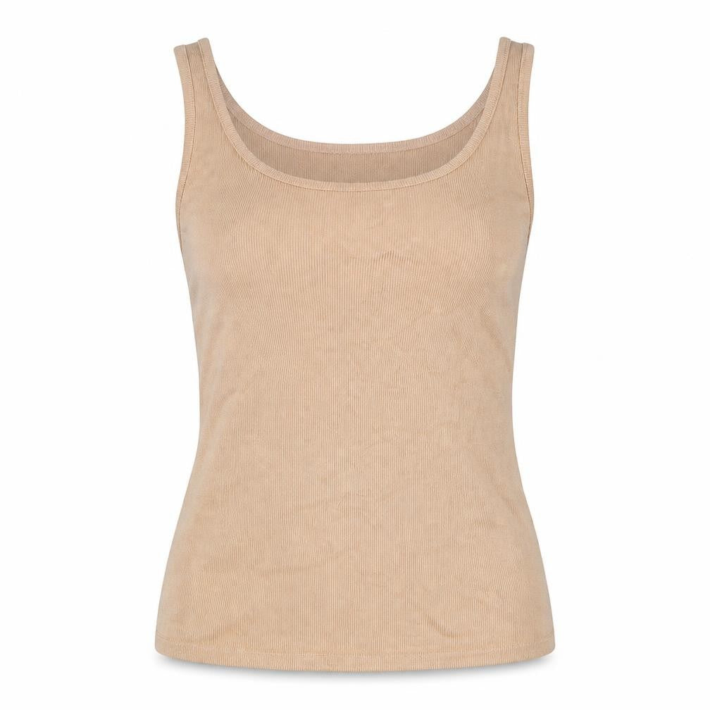 Anne Klein Womens Beige Cotton Blend Tank Top M Knit Sleeveless