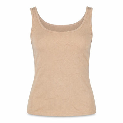 Anne Klein Womens Beige Cotton Blend Tank Top M Knit Sleeveless