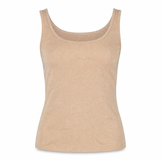 Anne Klein Womens Beige Cotton Blend Tank Top M Knit Sleeveless