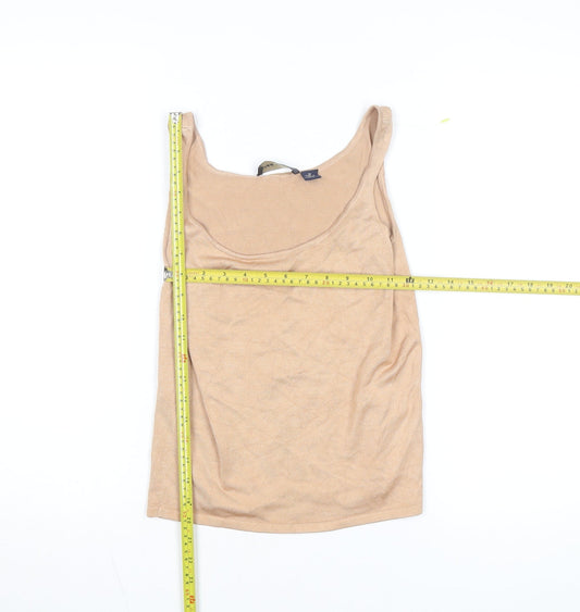 Anne Klein Womens Beige Cotton Blend Tank Top M Knit Sleeveless
