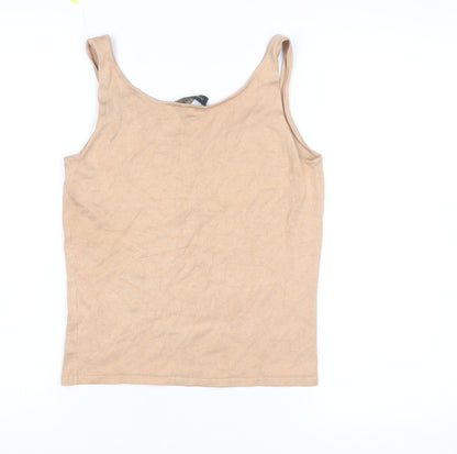 Anne Klein Womens Beige Cotton Blend Tank Top M Knit Sleeveless