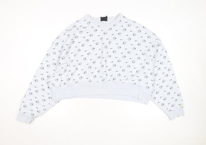 Nike Women's Light Grey Crew Neck Pullover Sweatshirt M